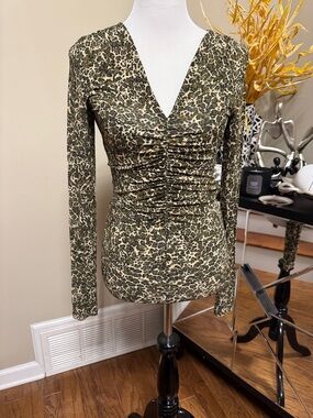 Isabel Marant Women’s Leopard Ruched Long Sleeve Blouse Size EU36 pre-owned